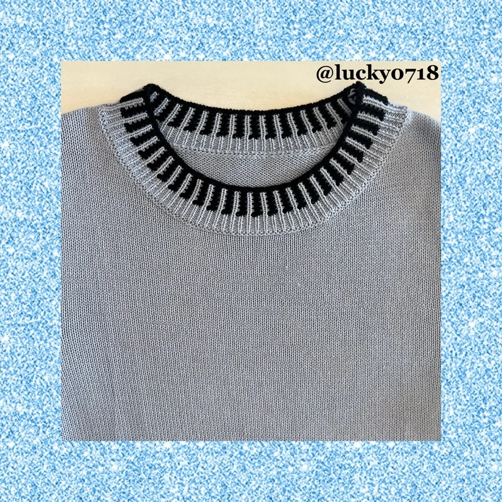 Saodimallsu EUC Ruffle Short Flutter Sleeve Knit Sweater Top in Blue Sz S - Picture 7 of 8